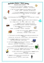 English Worksheet: Multiple choice - verb tenses