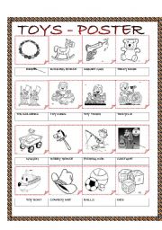 English Worksheet: TOYS VOCABULARY POSTER