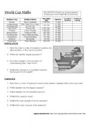 English Worksheet: FIFA World Cup Maths Data 