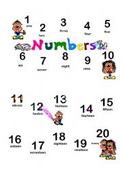 English Worksheet: Numbers 0- 257