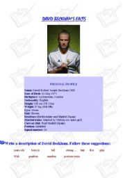 English worksheet: David Beckham worksheet for description