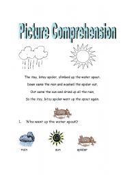 Itsy Bitsy Spider Picture Comprehension