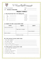 English Worksheet: present perfect
