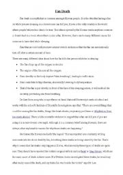 English worksheet: Fan Death Article