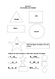 English worksheet: figures and colours