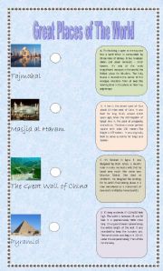 English Worksheet: Great Places of the World
