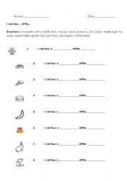 English Worksheet: I can buy ........ at...........