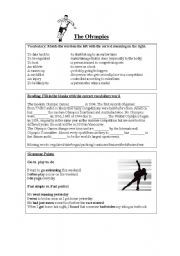 English worksheet: The Olympics