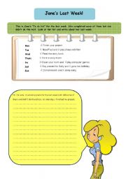 English Worksheet: Janes weekend