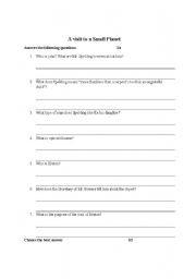 English worksheet: A Visit to a Small Planet