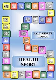 English Worksheet: Health and sport - a boardgame or pairwork (34 questions for discussion)