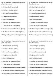 English Worksheet: Adverbs of frequency