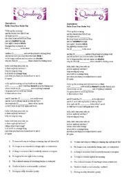 English Worksheet: SONG - queensberry - hello (turn the radio on)