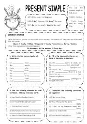 English Worksheet: PRESENT SIMPLE EXERCISES