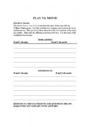 English worksheet: Romeo and Juliet movie worksheet