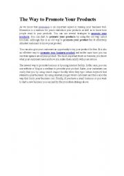 English Worksheet: the way to promote ur product