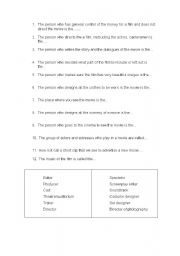 English worksheet: Description work in movies