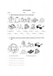 English Worksheet: Test/activities on clothes