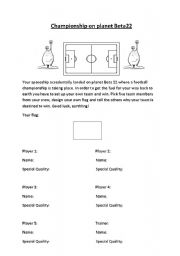 English worksheet: Football-Championship on planet Beta22