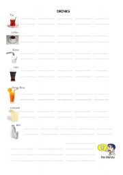 English Worksheet: DRINKS