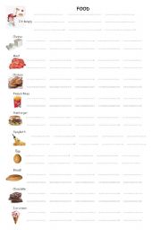 English worksheet: FOOD