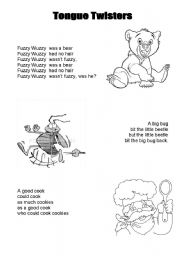 English Worksheet: Tongue twisters