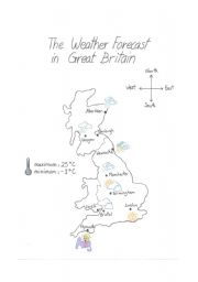 English Worksheet: Weather maps of G. Britain and the US