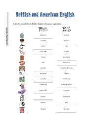 English Worksheet: British and American English