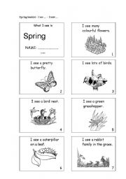 English Worksheet: What I see in spring. - Mini book