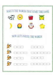 English worksheet: Vocabulary and alphabet