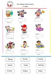 English Worksheet: Present continious for kids 
