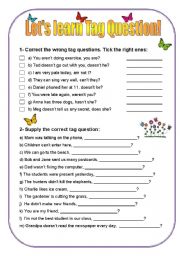 English Worksheet: Tag Question exercises