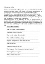 English Worksheet: Johnny and the kite