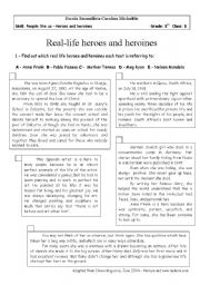 English Worksheet: Real life heroes