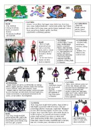 English Worksheet: YOUTH FASHION PICTIONARY