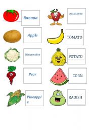 English Worksheet: Fruits and Vegetables Domino
