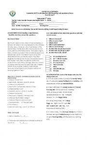 English Worksheet: English test 6th grade