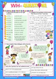 English Worksheet: Basic Wh- Questions (1)