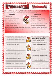 English Worksheet: Reported Speech - Statements.