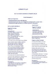 English Worksheet: lesson plan for kindergarden students