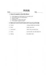 English worksheet: Little Women comprehension test