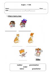 English Worksheet: Family and Parts of the house
