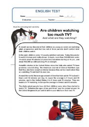 English Worksheet: English test about TV