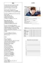 English Worksheet: Baby - Justin Bieber 