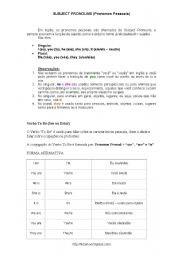 English worksheet: Subject Pronouns - To Be(afirmative form) - Exercise
