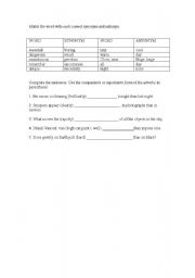 English worksheet: SYNONYMS, COMPARATIVES AND SUPERLATIVES