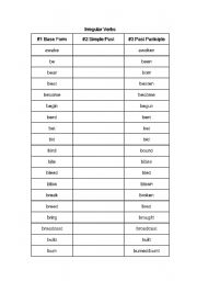 English Worksheet: irregular verb