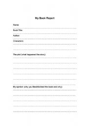 English worksheet: Book report Form