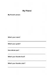 English worksheet: My Friend