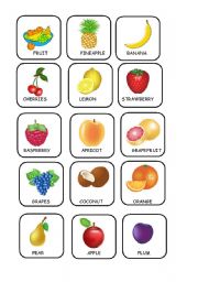 English Worksheet: Memory : fruit